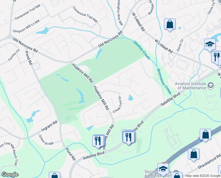 map of restaurants, bars, coffee shops, grocery stores, and more near 4398 Hopkins Lake Drive Northwest in Duluth