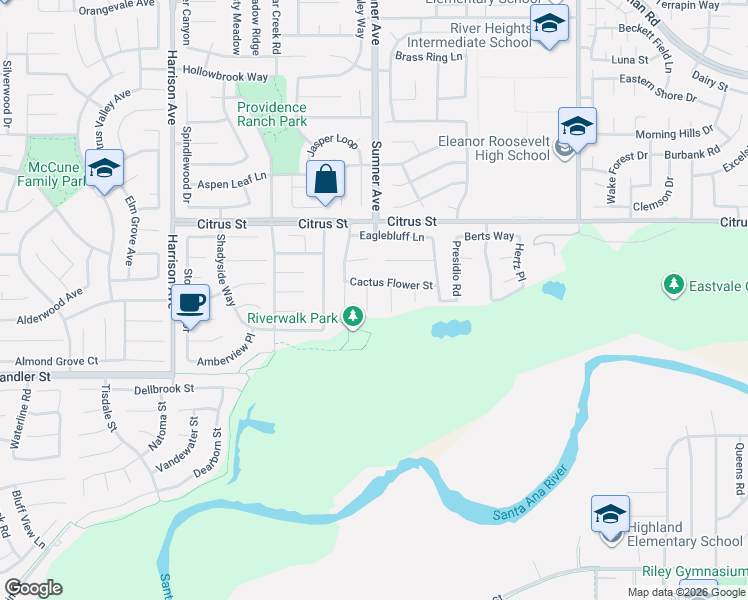 map of restaurants, bars, coffee shops, grocery stores, and more near 7626 Casa De Maria Court in Corona