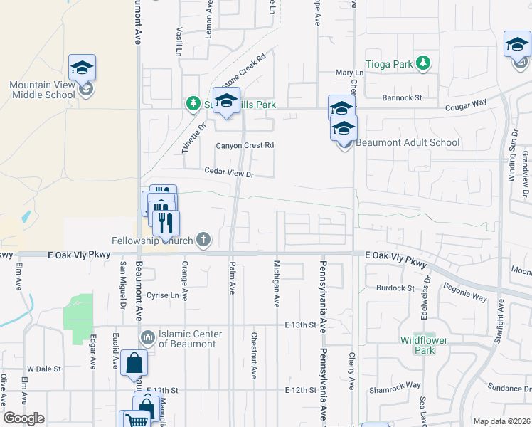 map of restaurants, bars, coffee shops, grocery stores, and more near in Beaumont