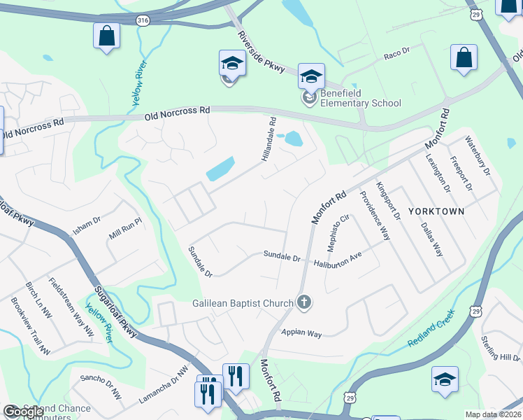 map of restaurants, bars, coffee shops, grocery stores, and more near 476 Buttercup Trail in Lawrenceville