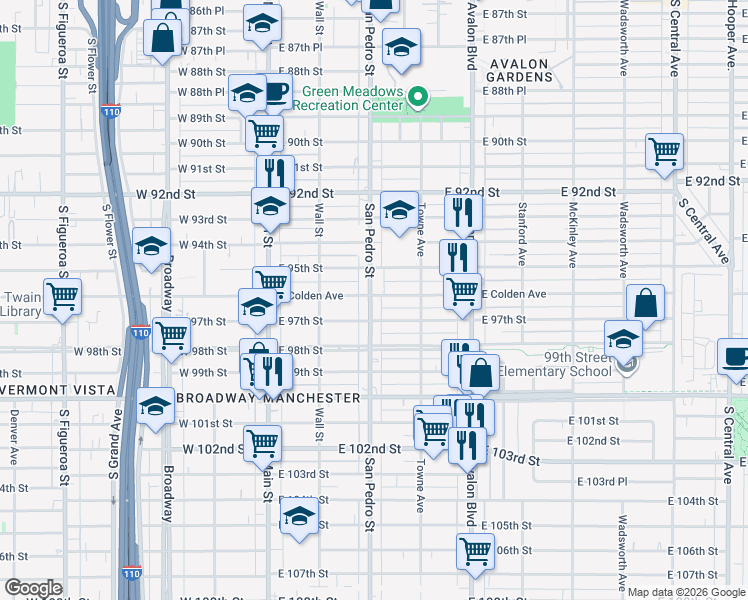 map of restaurants, bars, coffee shops, grocery stores, and more near 311 East Colden Avenue in Los Angeles