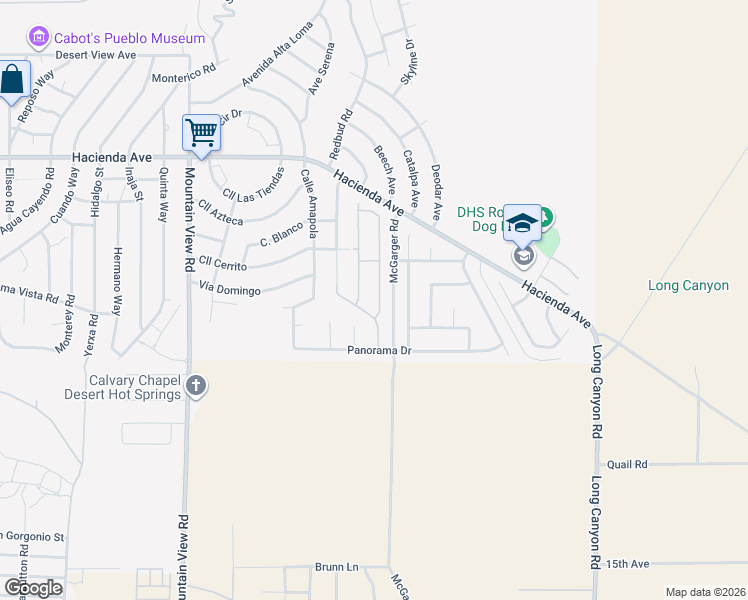 map of restaurants, bars, coffee shops, grocery stores, and more near 13853 Scenic Crest Circle in Desert Hot Springs