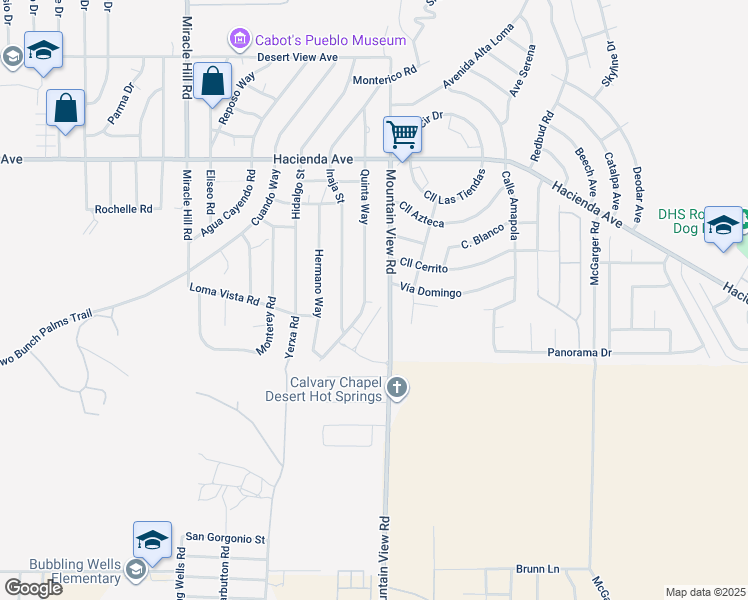 map of restaurants, bars, coffee shops, grocery stores, and more near 13700 Quinta Way in Desert Hot Springs