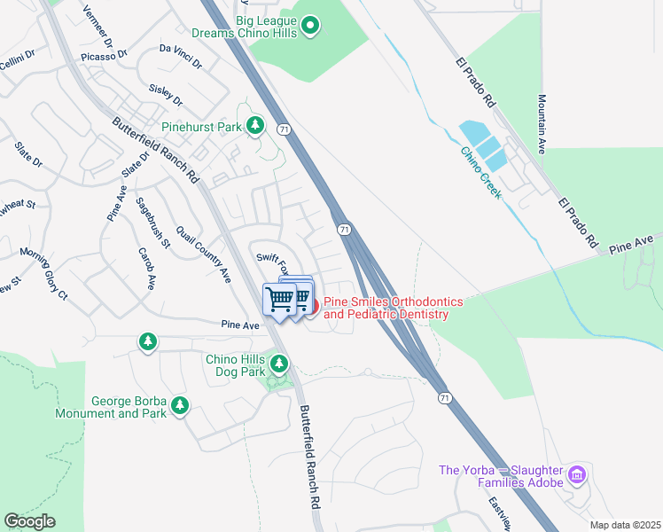 map of restaurants, bars, coffee shops, grocery stores, and more near 5854 Mimosa Court in Chino Hills