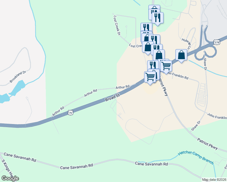 map of restaurants, bars, coffee shops, grocery stores, and more near 5890-5998 Arthur Road in Sumter