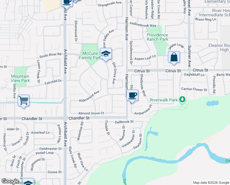 map of restaurants, bars, coffee shops, grocery stores, and more near 13862 Star Ruby Avenue in Corona
