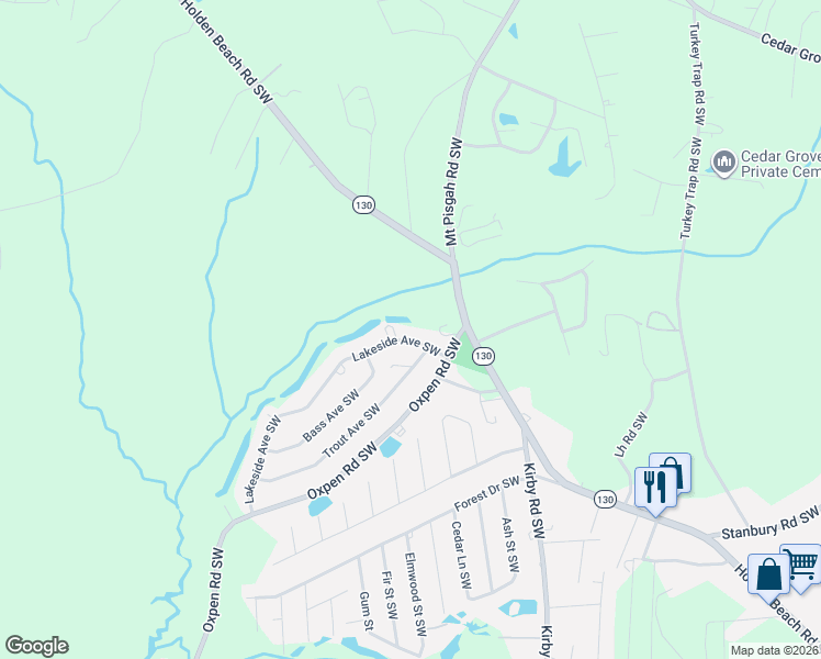 map of restaurants, bars, coffee shops, grocery stores, and more near 2029 Lakeside Ave SW in Brunswick