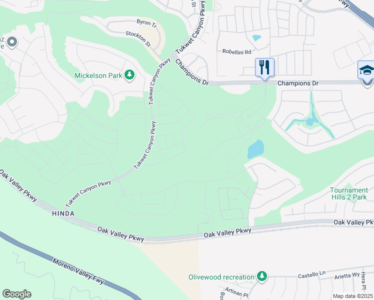 map of restaurants, bars, coffee shops, grocery stores, and more near 11592 Alana Lane in Beaumont