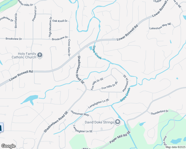 map of restaurants, bars, coffee shops, grocery stores, and more near 113 Fox Hills Drive Northeast in Marietta