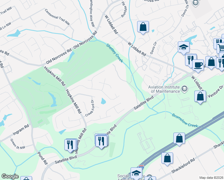 map of restaurants, bars, coffee shops, grocery stores, and more near 2226 Mill Wood Court Northwest in Duluth