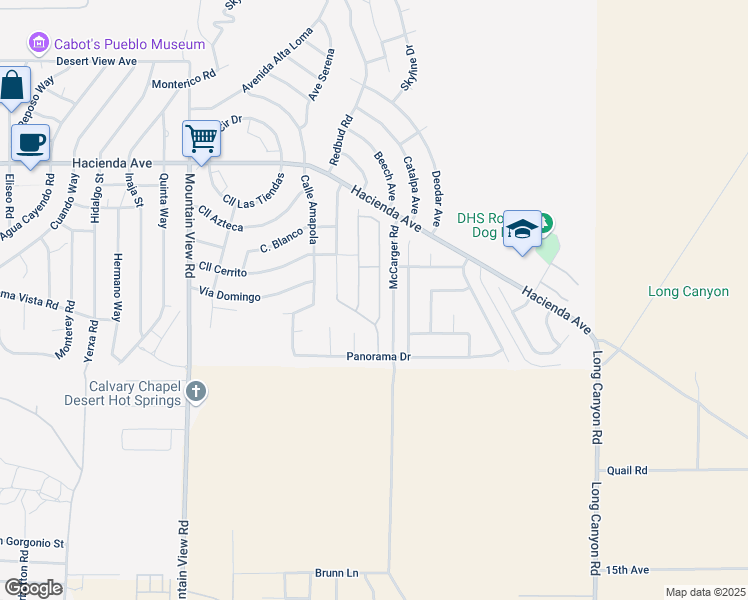map of restaurants, bars, coffee shops, grocery stores, and more near 13848 Scenic Crest Circle in Desert Hot Springs