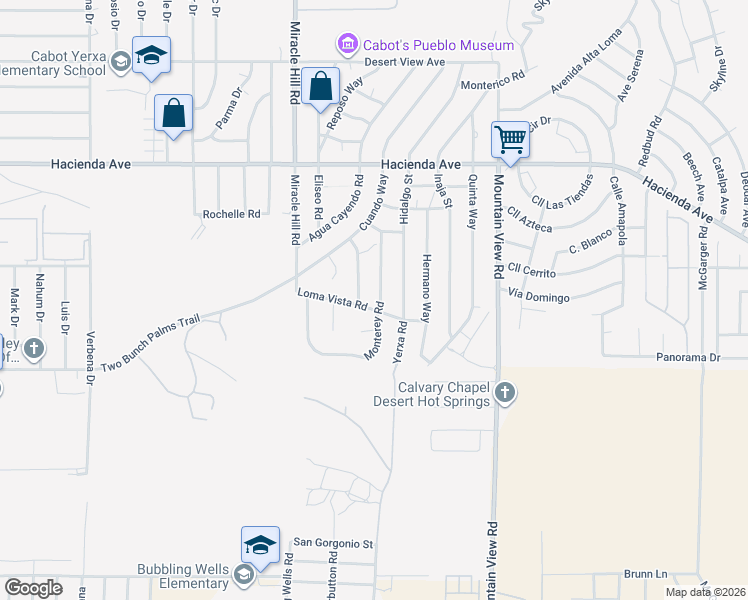 map of restaurants, bars, coffee shops, grocery stores, and more near 13640 Cielo Azul Way in Desert Hot Springs