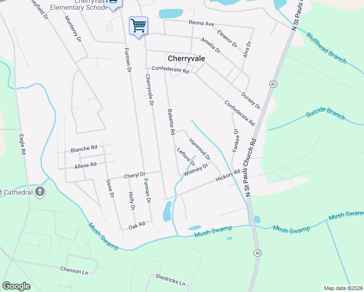 map of restaurants, bars, coffee shops, grocery stores, and more near 1035 Leflore Drive in Sumter