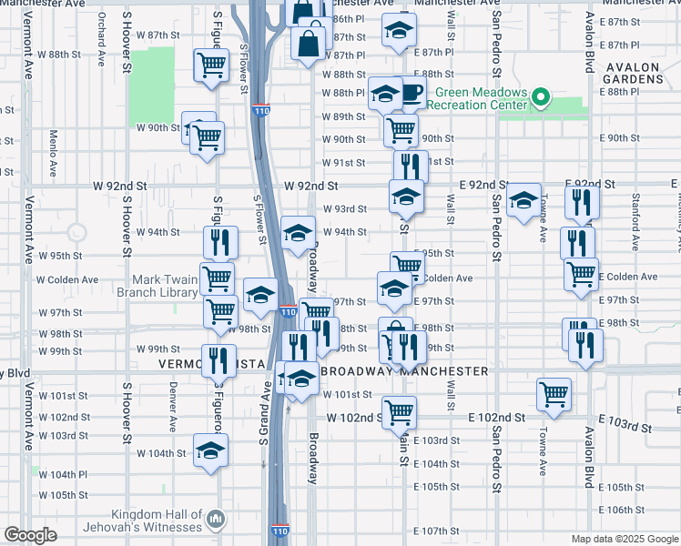 map of restaurants, bars, coffee shops, grocery stores, and more near 169 West Colden Avenue in Los Angeles