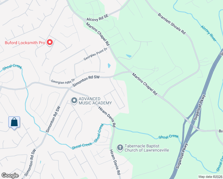 map of restaurants, bars, coffee shops, grocery stores, and more near 978 Ashton Park Court Southeast in Lawrenceville