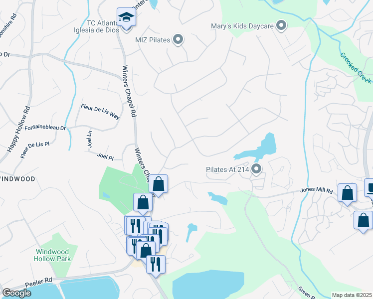 map of restaurants, bars, coffee shops, grocery stores, and more near 2933 Sumac Drive in Doraville