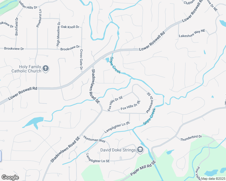 map of restaurants, bars, coffee shops, grocery stores, and more near 113 Fox Hills Drive Northeast in Marietta