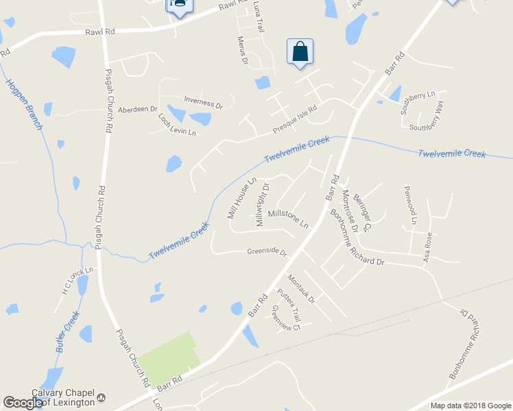 map of restaurants, bars, coffee shops, grocery stores, and more near 236 Millwright Drive in Lexington