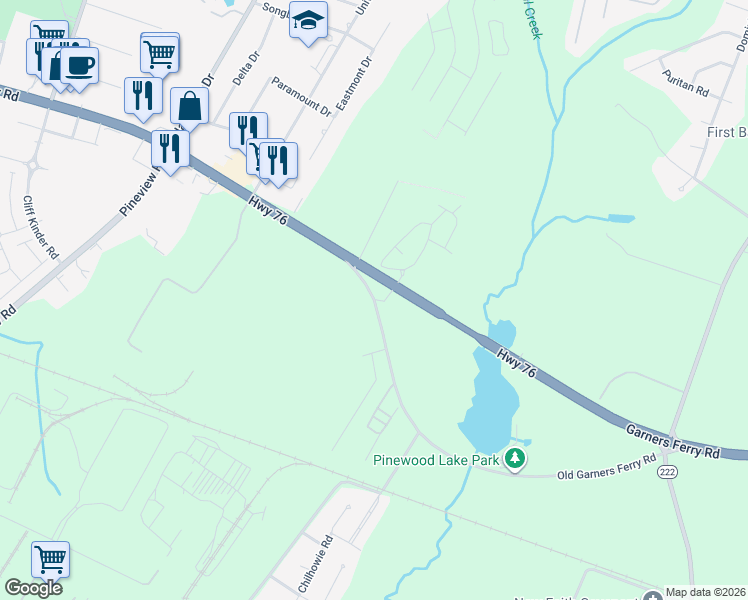 map of restaurants, bars, coffee shops, grocery stores, and more near 1040 Old Garners Ferry Road in Columbia
