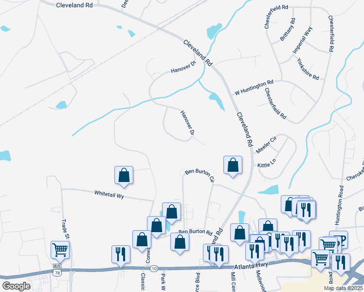 map of restaurants, bars, coffee shops, grocery stores, and more near 275 Hanover Drive in Bogart