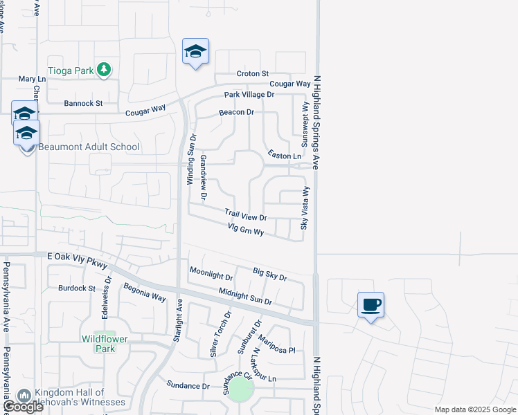 map of restaurants, bars, coffee shops, grocery stores, and more near 1529 Newland Drive in Beaumont