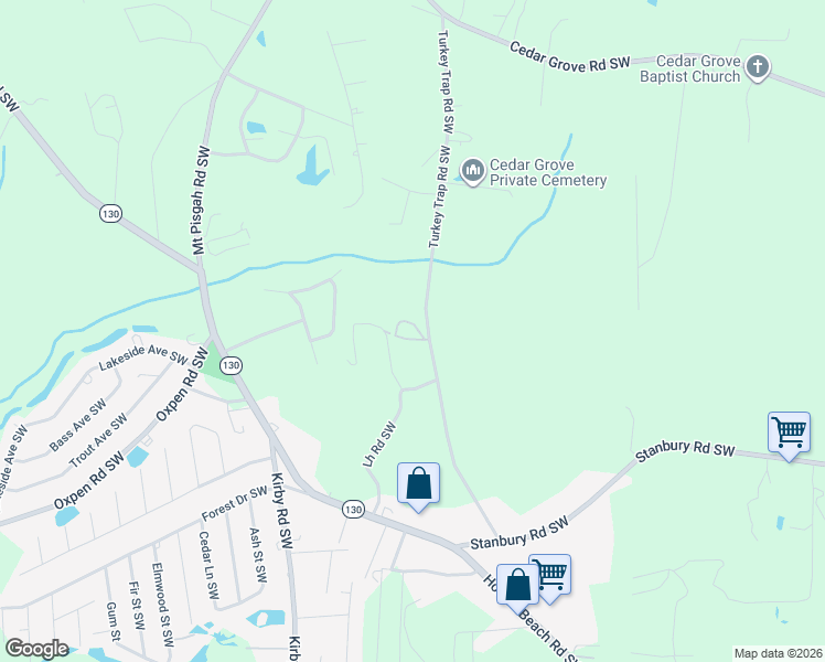 map of restaurants, bars, coffee shops, grocery stores, and more near Fawn Haven Ln SW in Brunswick