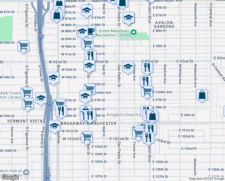 map of restaurants, bars, coffee shops, grocery stores, and more near 235 East Colden Avenue in Los Angeles