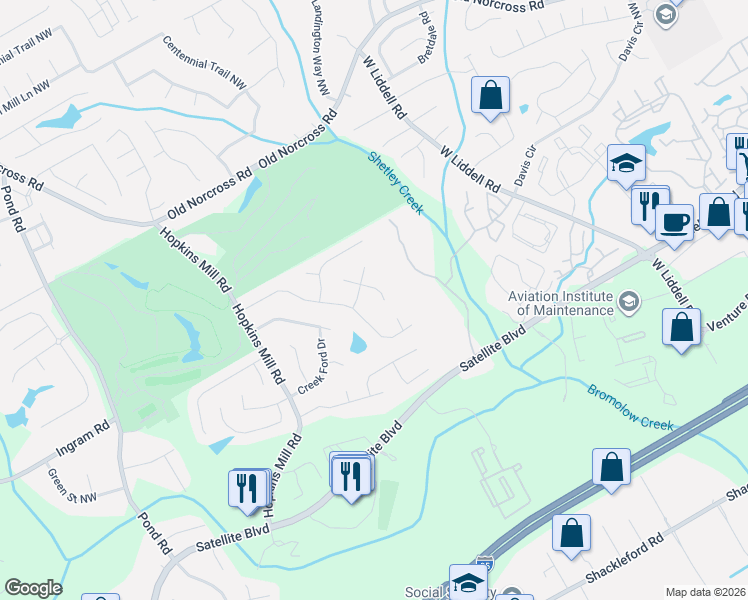 map of restaurants, bars, coffee shops, grocery stores, and more near 2226 Mill Wood Court Northwest in Duluth