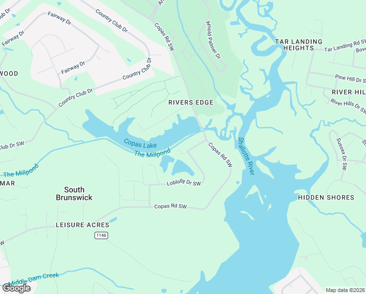 map of restaurants, bars, coffee shops, grocery stores, and more near 3458 Mill Pond Rd SW in Shallotte