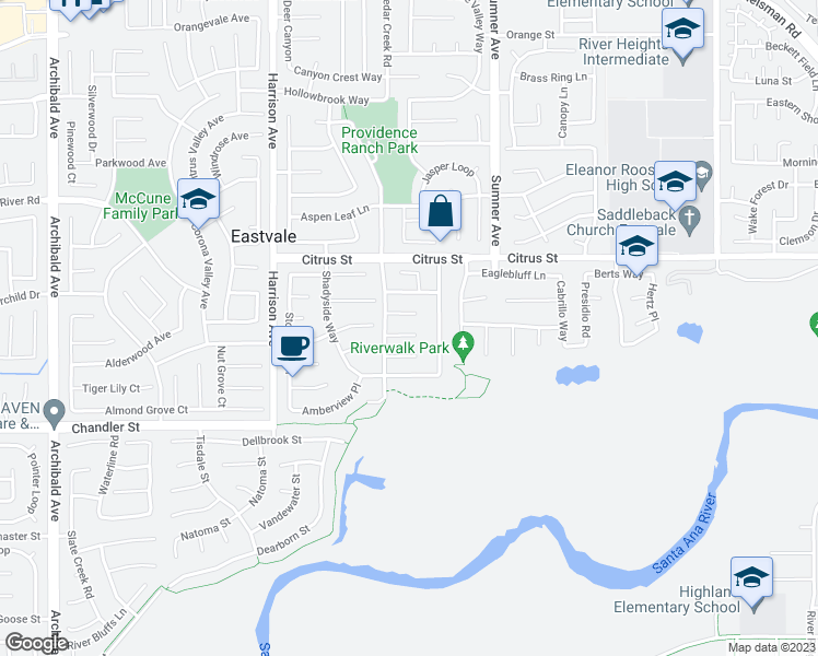 map of restaurants, bars, coffee shops, grocery stores, and more near 13554 Twin Creek Court in Corona