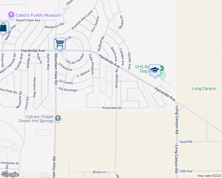 map of restaurants, bars, coffee shops, grocery stores, and more near 13845 Scenic Crest Circle in Desert Hot Springs