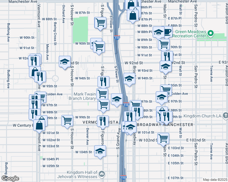map of restaurants, bars, coffee shops, grocery stores, and more near 415 West Colden Avenue in Los Angeles