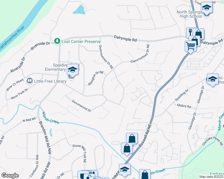 map of restaurants, bars, coffee shops, grocery stores, and more near 320 Westerhall Court in Atlanta
