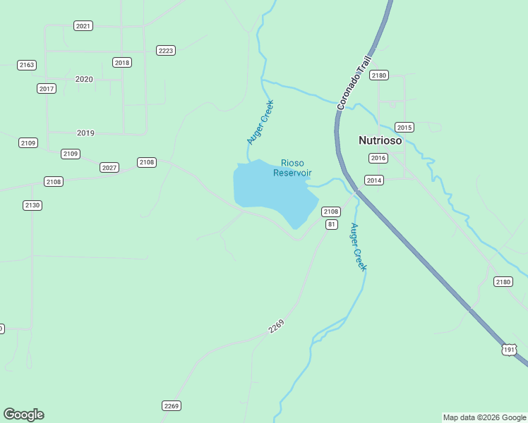 map of restaurants, bars, coffee shops, grocery stores, and more near County Road 2108 in Nutrioso