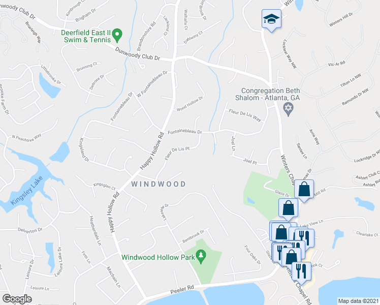 map of restaurants, bars, coffee shops, grocery stores, and more near 2661 Fleur De Lis Place in Doraville