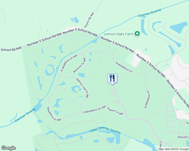 map of restaurants, bars, coffee shops, grocery stores, and more near 560-598 Montaigne Ct NW in Calabash