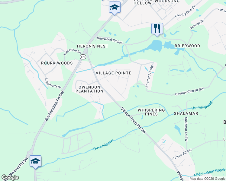 map of restaurants, bars, coffee shops, grocery stores, and more near 857 Fox Street Southwest in Shallotte