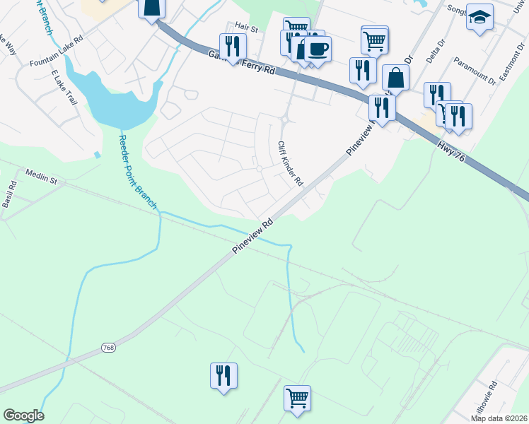 map of restaurants, bars, coffee shops, grocery stores, and more near 321 Beacons Field Road in Columbia