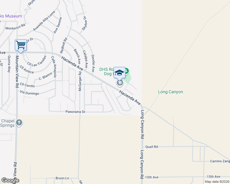 map of restaurants, bars, coffee shops, grocery stores, and more near 13580 Overlook Drive in Desert Hot Springs
