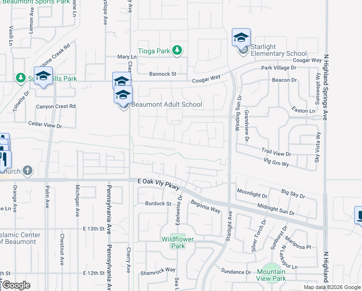 map of restaurants, bars, coffee shops, grocery stores, and more near 1389 Black Diamond in Beaumont