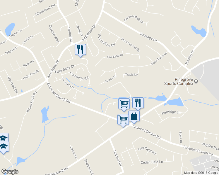 map of restaurants, bars, coffee shops, grocery stores, and more near 466 Emanuel Creek Drive in West Columbia