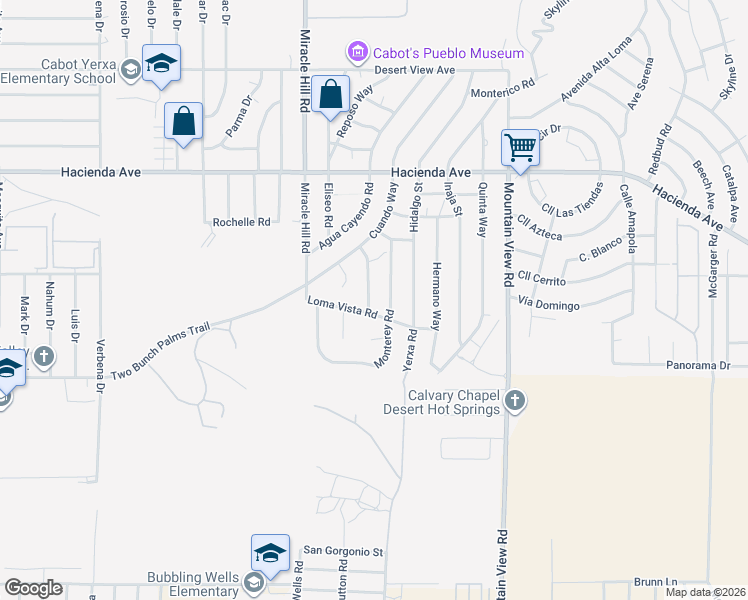 map of restaurants, bars, coffee shops, grocery stores, and more near 13640 Cielo Azul Way in Desert Hot Springs