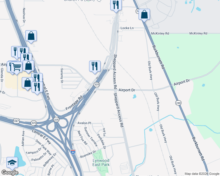map of restaurants, bars, coffee shops, grocery stores, and more near 2810 Sheppard Access Road in Wichita Falls