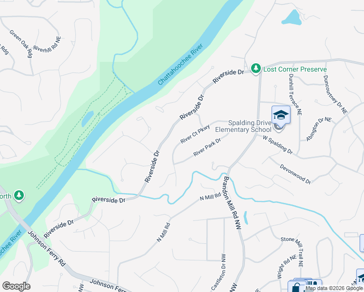 map of restaurants, bars, coffee shops, grocery stores, and more near 150 River Court Parkway in Atlanta