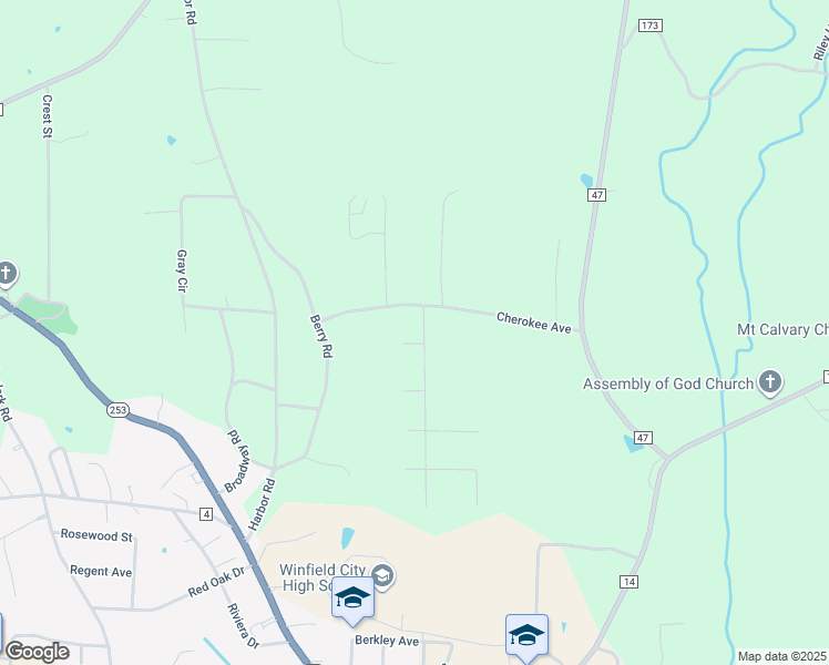 map of restaurants, bars, coffee shops, grocery stores, and more near 103 Arrowhead Village in Winfield