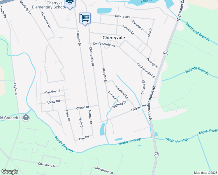 map of restaurants, bars, coffee shops, grocery stores, and more near 1035 Leflore Drive in Sumter