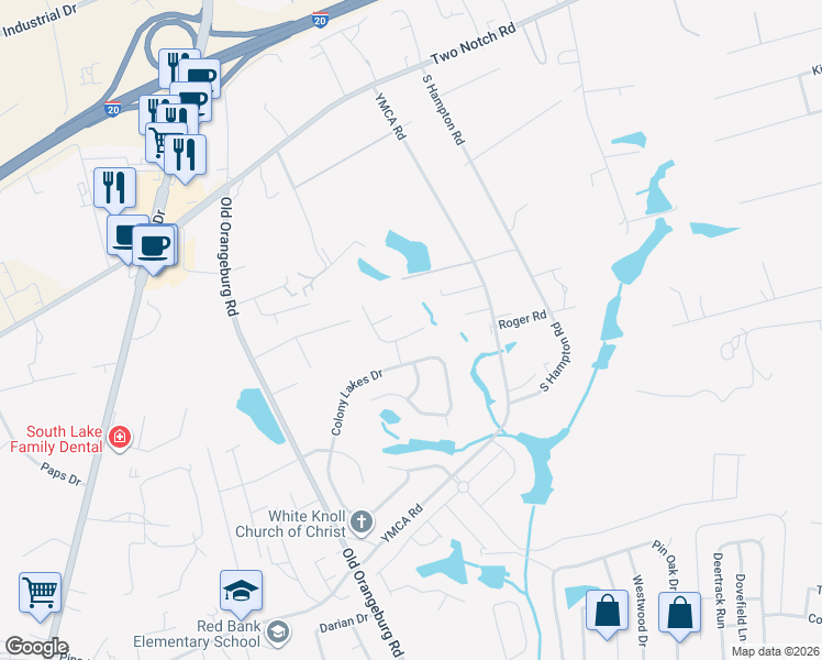 map of restaurants, bars, coffee shops, grocery stores, and more near 919 Oxbow Lane in Lexington