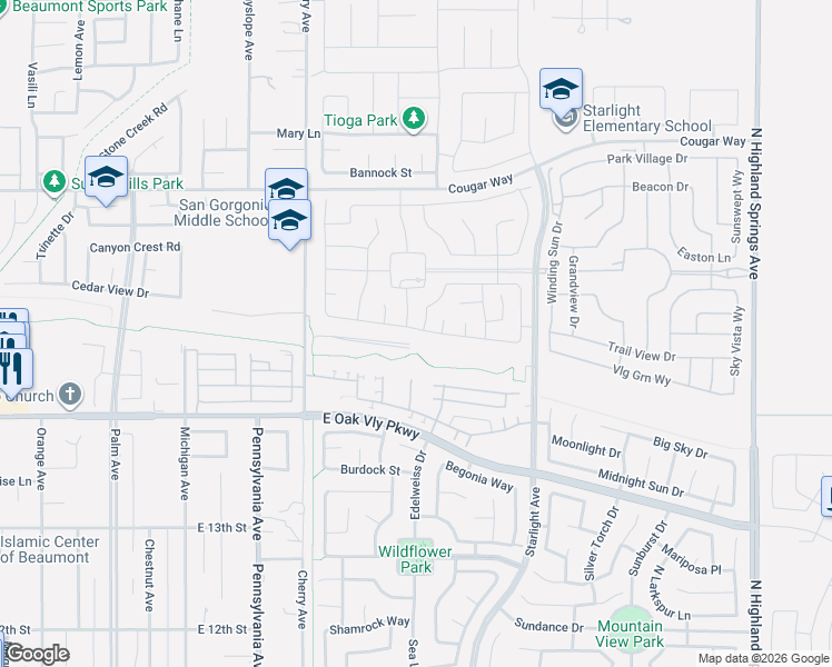 map of restaurants, bars, coffee shops, grocery stores, and more near 1377 Black Diamond in Beaumont