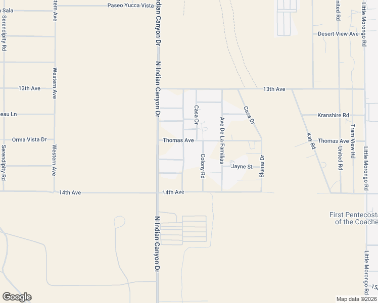 map of restaurants, bars, coffee shops, grocery stores, and more near 13680 Roberts Road in Desert Hot Springs