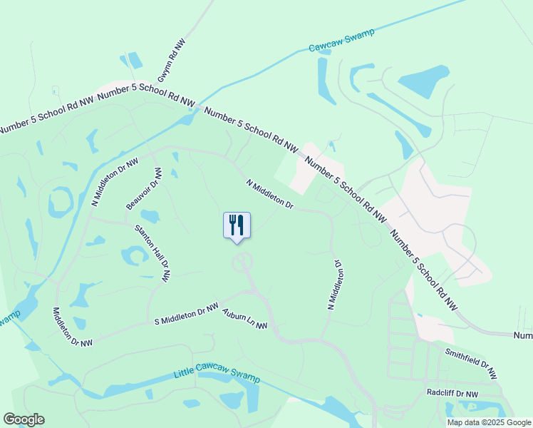 map of restaurants, bars, coffee shops, grocery stores, and more near 1215 North Middleton Drive in Calabash